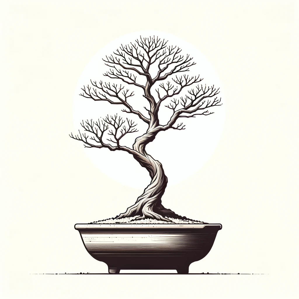 drawing of a bonsai tree with jin