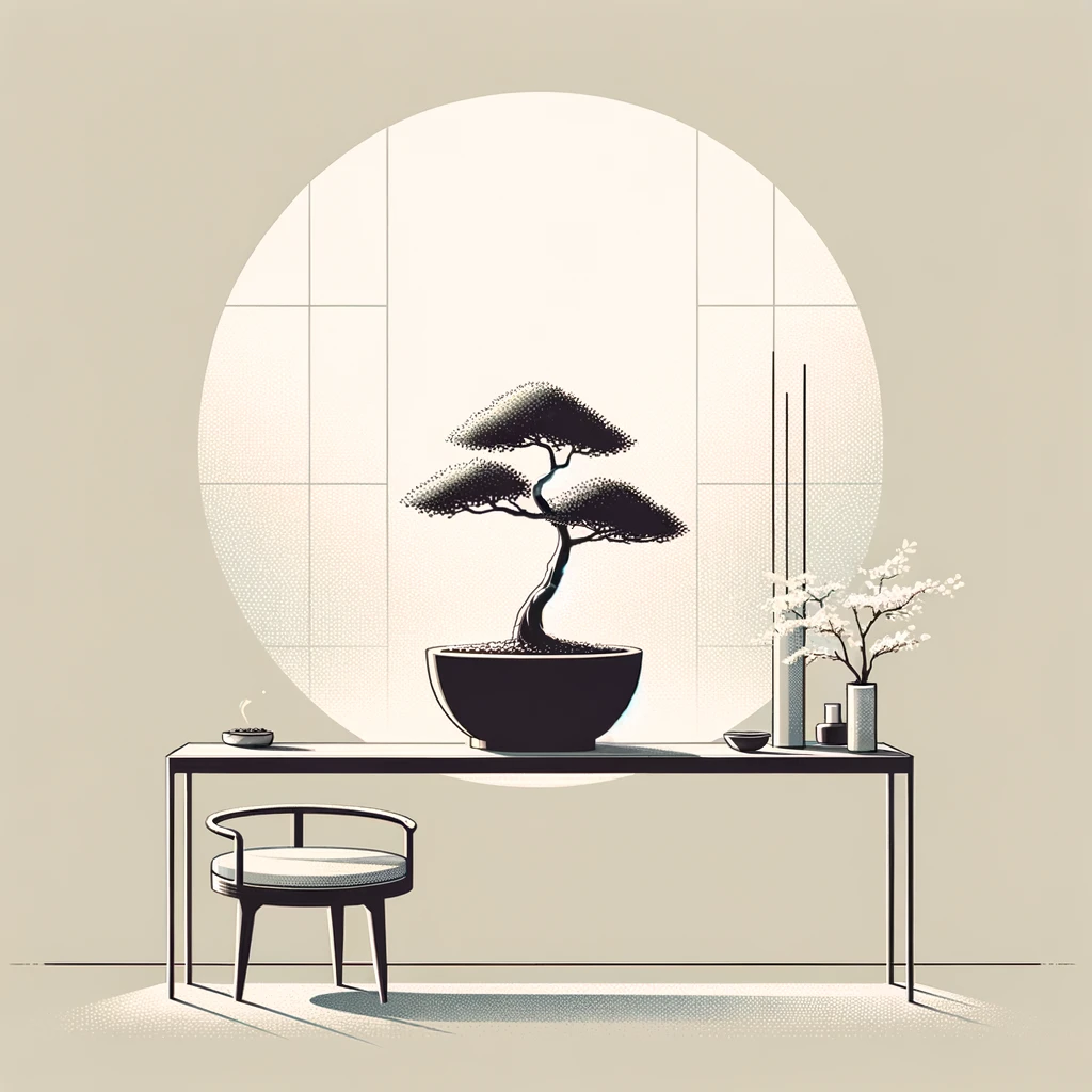 indoor bonsai illustrations