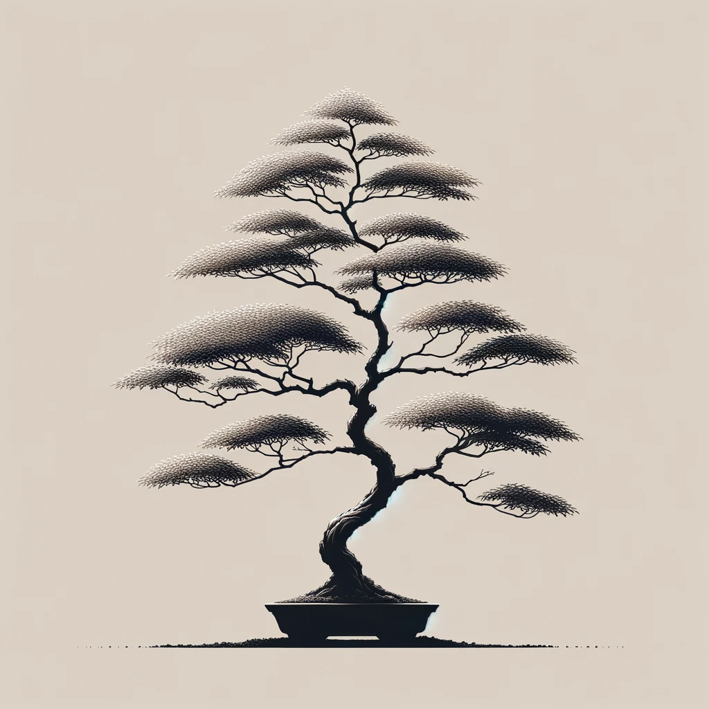 minimalist illustration of an Acer (Maple) bonsai esdoorn tree